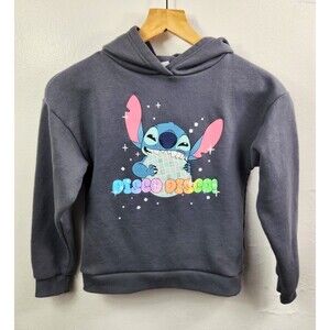 Disney Lilo & Stitch Kids Hoodie Gray Pullover Sweatshirt Youth Size 8-9
